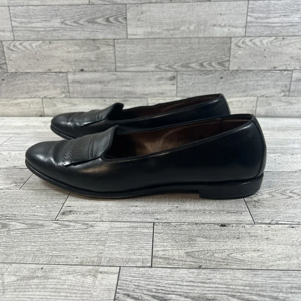 Allen Edmonds Chadwick Women Black Leather Pleated Skirt Loafer Flats Shoe SZ 9B